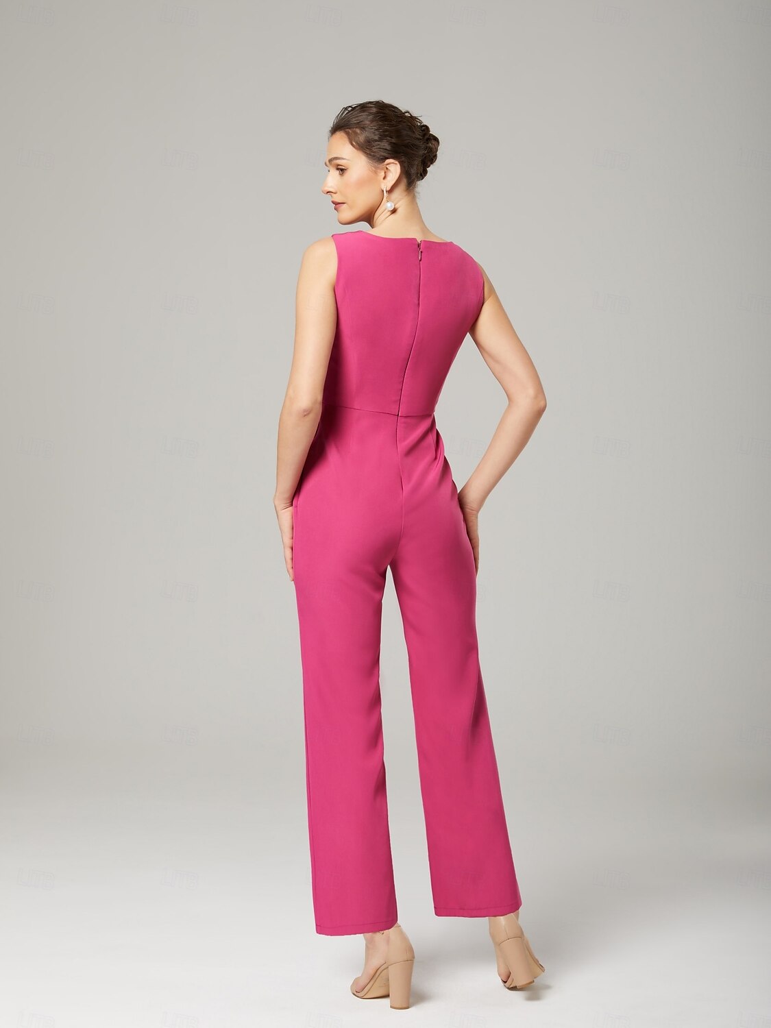 Zweiteilige Jumpsuits Mutter der Braut Elegant Wickel enthalten Juwelen-Hals Knöchellänge Stretch-Chiffon 3/4 Länge Ärmeln mit Bandage 2025 2025 - $161.99 –P6