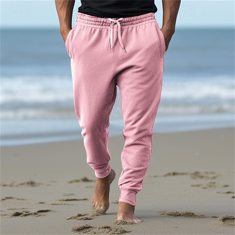 Pánské Atletické kalhoty Tepláky Běžec Kalhoty Kapsy Šňůrky Elastický pas Bez vzoru Pohodlné Outdoorové sporty Denní Módní Na běžné nošení Černá Bílá Lehce elastické 2025 - $13.99 –P9