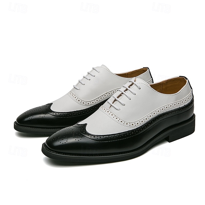 Men's Classic Wingtip Brogue Oxford Shoes – Two-Tone Formal Dress Shoes with Perforated Detailing for Business and Wedding Attire 2025 - $46.99 –P3