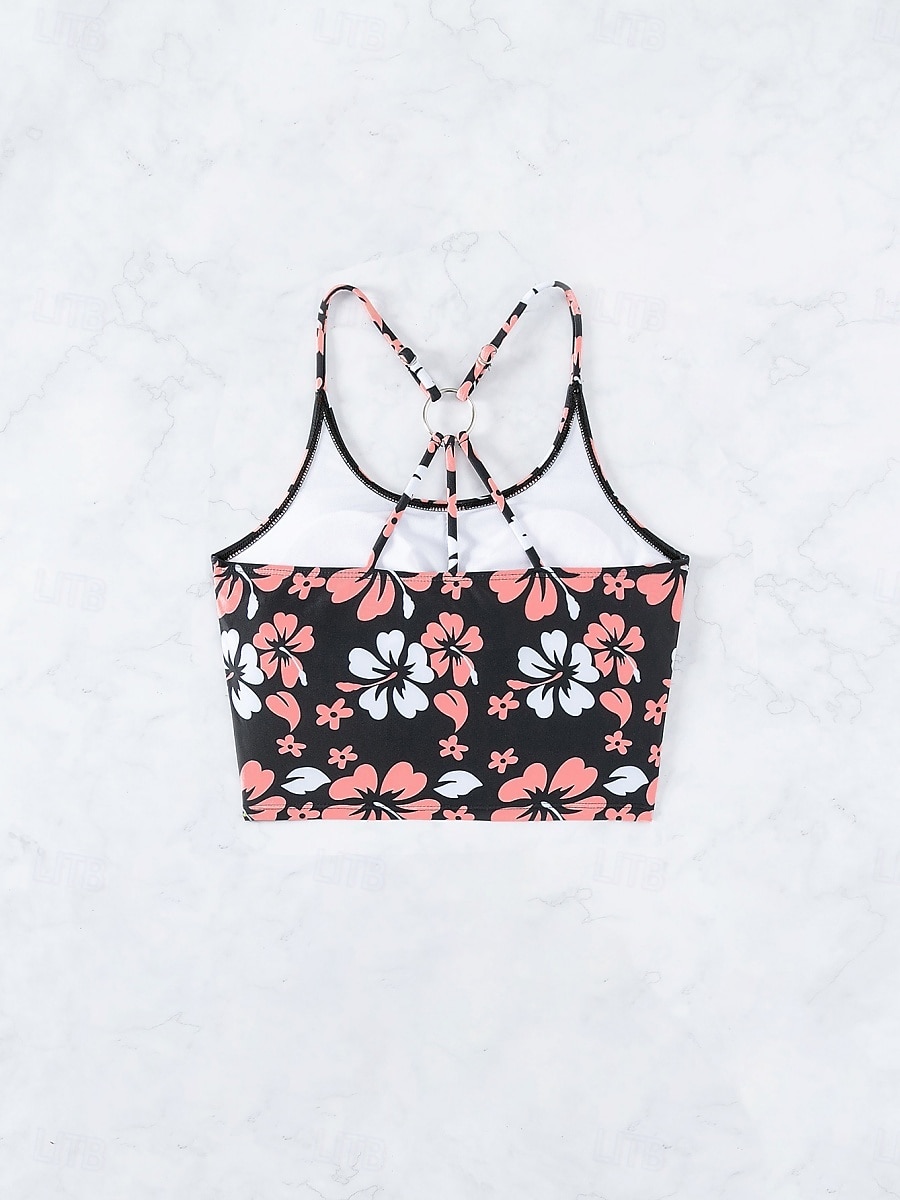Maillots de bain femme bikini 2 pièces maillot de bain short dos nu slim vacances plage mode floral encolure en U sans manches de 2025 ? $23.99 –P19