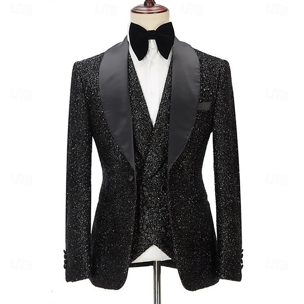 Heren Feestpakken Tuxedo's Zwart Rood Mode Luxe Effen Kleur Standaard Pasvorm 3-Delig Enkele Knoof 2025 - $136.99 –P4