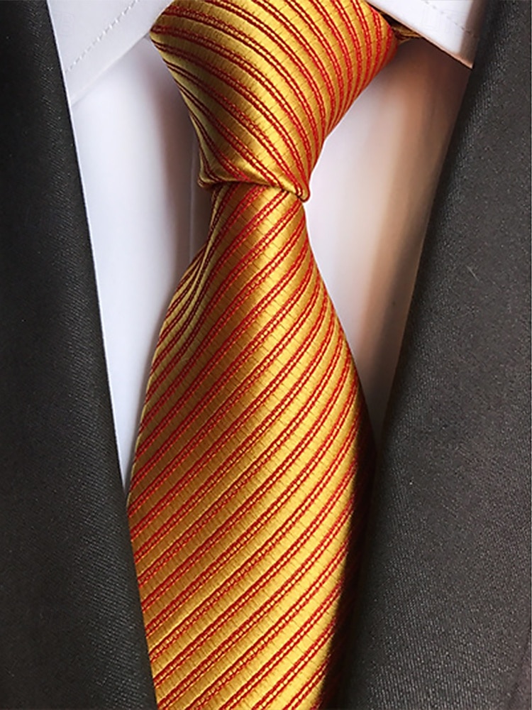Men's striped satin tie, a variety of colors to meet different matching needs, suitable for business, wedding and formal events elegant and fashionable tie 2025 - $11.99 –P6