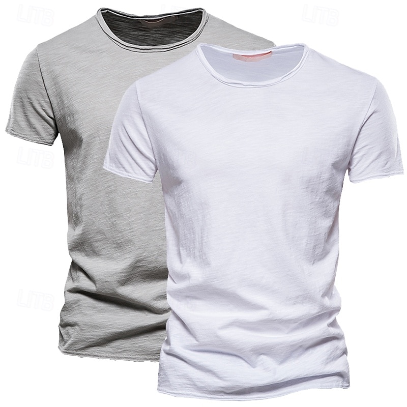 Homens Camiseta T-shirt Camiseta de bambu Manga Curta Gola Redonda Verão Tecido Moda Designer Básico Estilo Clássico Férias Rua Para Noite Preto+ Cáqui Branco+Verde Exército Azul+Caqui Top Tee para de 2025 por $27.99 –P8