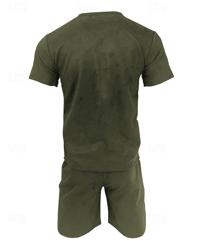 Homens Conjunto de treino Moletom Camiseta e shorts Conjunto Conjunto de roupas Gola Redonda Ao ar livre Diário Esportes Bolsos Com Cordão 2 Peças Côr Sólida Vermelho Vinho Azul Royal Verde Poliéster de 2025 por $41.99 –P13