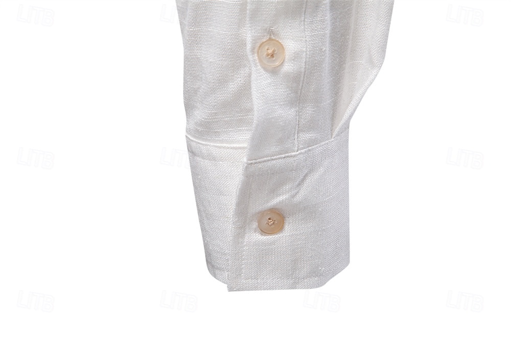 Hombre Camisa camisa de lino Camisa de lino de algodón Camisa casual Abotonar la camisa Plano Vacaciones Calle Blanco Azul Marino Oscuro Albaricoque Manga Larga Diseño Primavera Ropa Frunce 2025 - $33.99 –P7