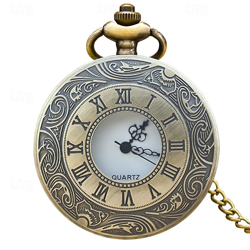 Bronzové vintage náhrdelníkové kapesní hodinky Římské pamětní velké s otevřeným předními chatelaine quartz kapesní hodinky top visící hodiny 2025 - $19.99 –P4