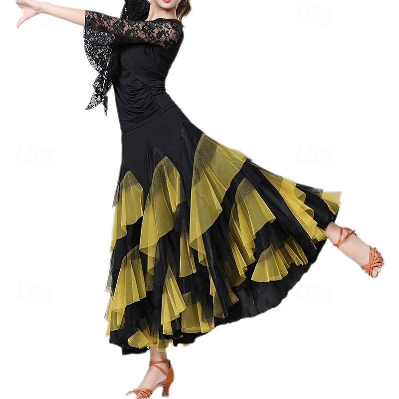 gonna lunga elegante da ballo latino da donna con orlo a strati del 2026 a $58.99 –P5