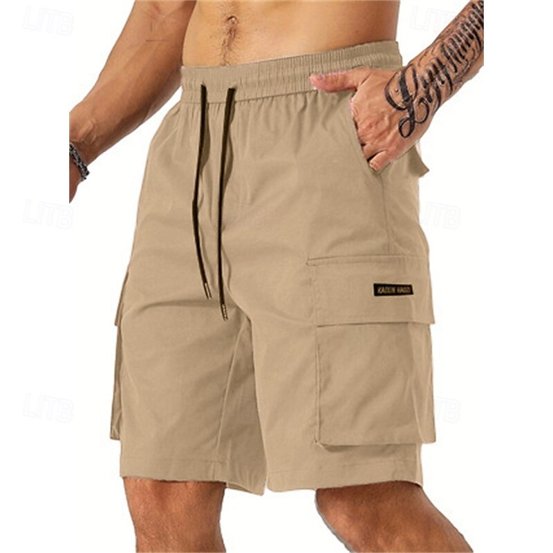 Homens Bermuda Cargo Calção Shorts de verão Com Cordão Cintura elástica Bolso multi Tecido Conforto Vestível Comprimento do joelho Ao ar livre Esporte Diário Moda Casual Preto Verde Claro de 2025 por $18.99 –P16