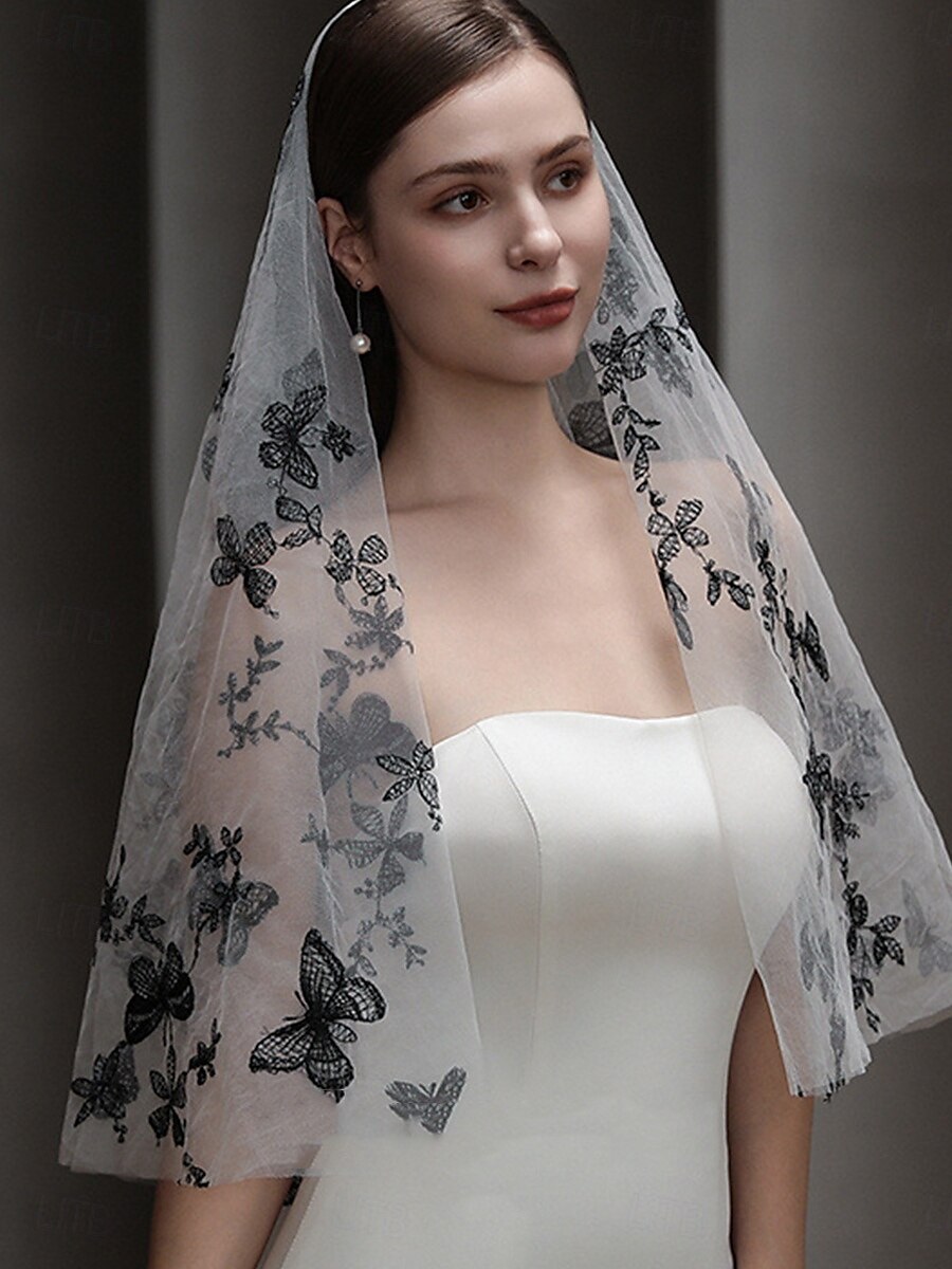 One-tier Comtemporary / Stylish Wedding Veil Elbow Veils with Faux Pearl Tulle 2025 - $23.99 –P4