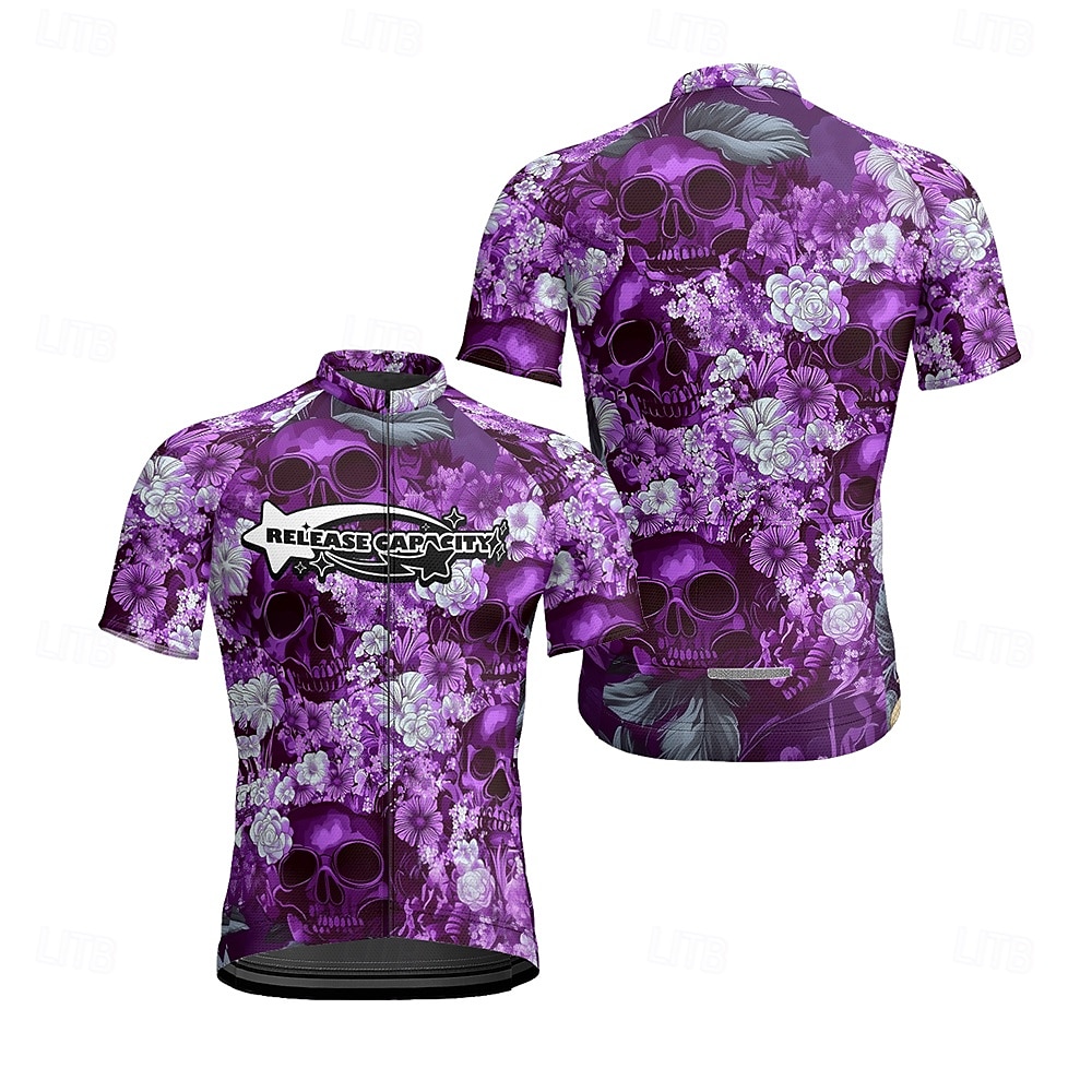 Homme Maillot de cyclisme Crâne Manche Courte Cyclisme T-shirt Maillot avec 3 poches arrière VTT Vélo tout terrain Séchage Rapide Design Anatomique Évacuation de l'Humidité Respirant Des sports Noir de 2025 ? $25.99 –P17