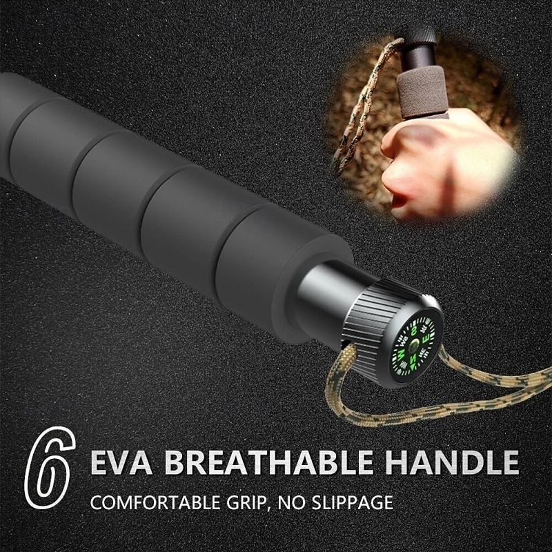 1 juego de bastones de senderismo multifuncionales: bastón de trekking plegable con cuchillo oculto &Brújula - Bastón de autodefensa para acampar & senderismo 2025 - $60.99 –P8