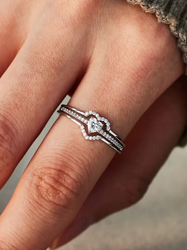 Women's rose gold plated heart ring with cubic zirconia - an elegant engagement ring for a special occasion 2025 - $9.99 –P1
