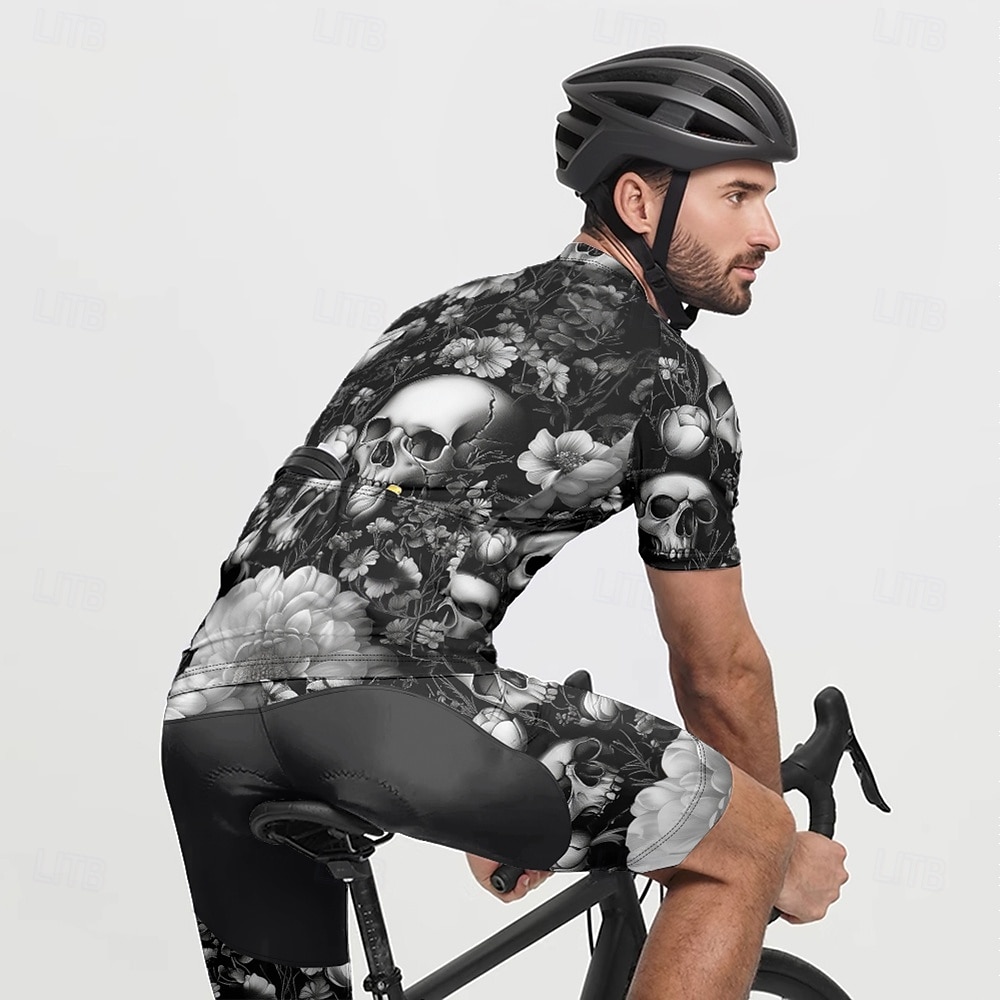 Homme Maillot de cyclisme Crâne Manche Courte Cyclisme T-shirt Maillot avec 3 poches arrière VTT Vélo tout terrain Séchage Rapide Design Anatomique Évacuation de l'Humidité Respirant Des sports Noir de 2025 ? $25.99 –P6