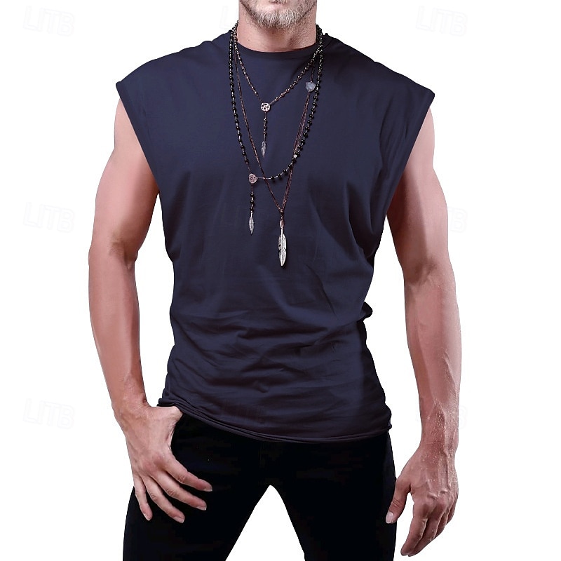 Herren Tank Top Weste Unterhemd Ärmelloses Shirt Ärmellos Rundhalsausschnitt Frühling & Sommer Einfach Mode Designer Urlaub Straße Ausgehen Schwarz Weiß Rote Top T-Shirt für Herren 2025 - $10.49 –P12