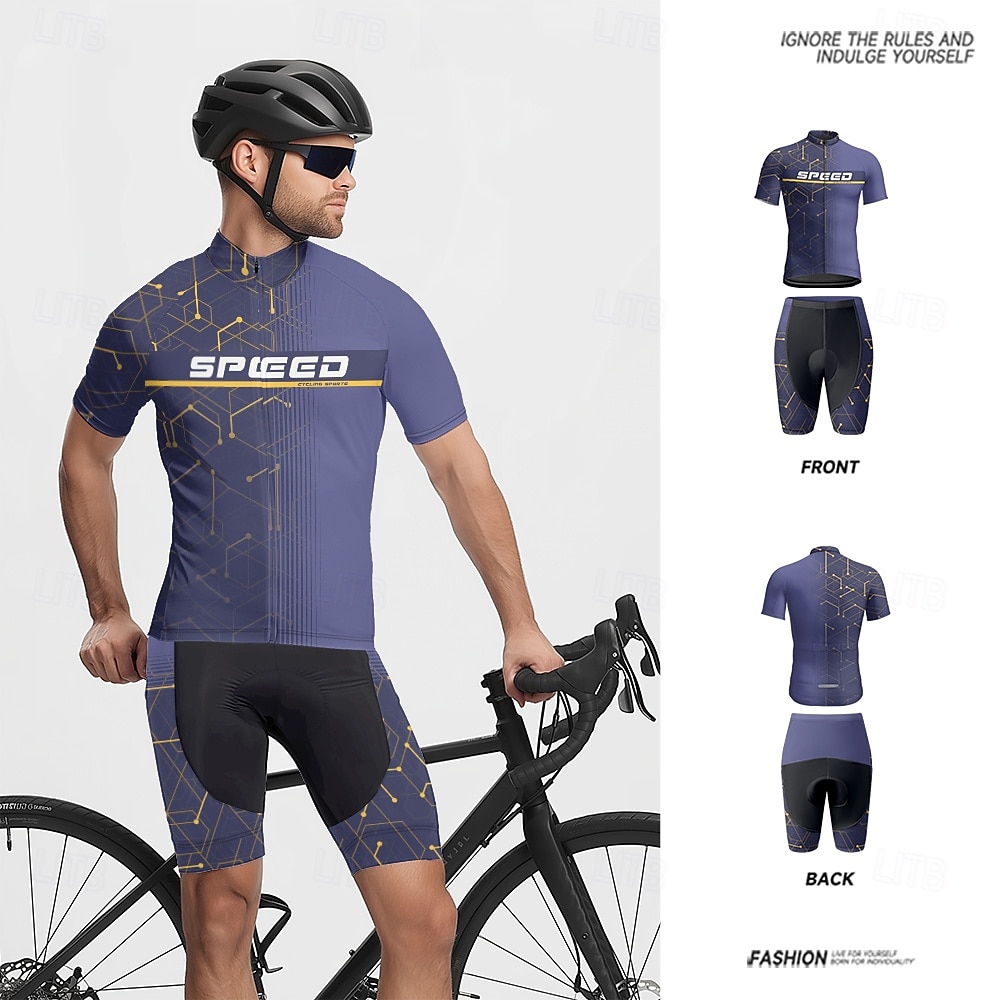 Miesten Pyöräily jersey ja shortsit Lyhythihainen Maastopyöräily Maantiepyöräily Laivaston sininen Pyörä Spandex Urheilu Kirjain ja numero Vaatetus 2025 - $47.99 –P3