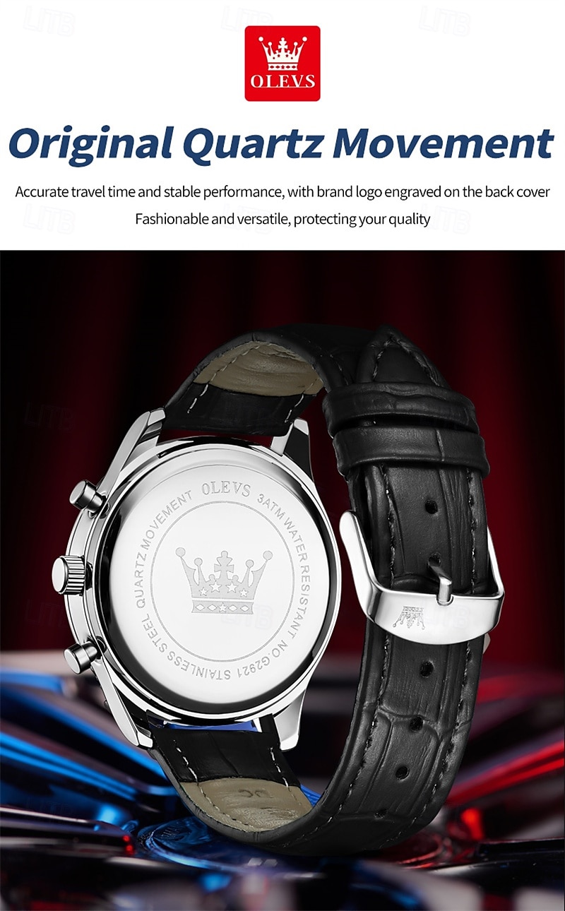 New Olevs Men'S Business Watch Chronograph Calendar 24-Hour Indicator Multi-Functional Quartz Watch Fashion Trend Waterproof Sports Watch 2025 - $35.99 –P3