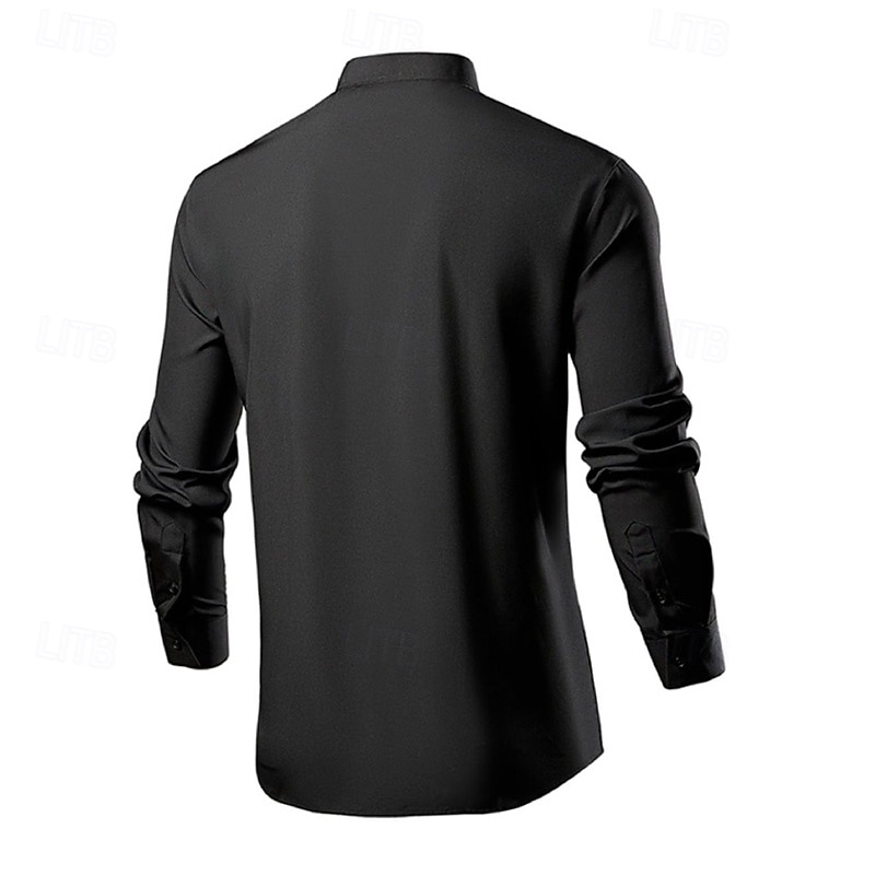 Herren Hemd Sommerhemd Freizeithemd Strandhemd Knopfhemd Schwarz Weiß Grün Langarm Einfach Großvaterkragen Stehkragen Urlaub Hawaiianisch Button-Down Bekleidung Polyester Mode Lässig Bequem 2025 - $25.99 –P6