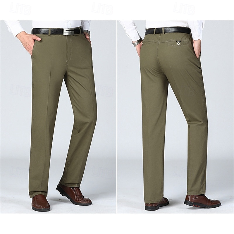 Herren Anzughosen Hose Hosen Chinesisch Chino Knopf Tasche Glatt Komfort Formal Party Arbeit Modisch Klassicher Stil Cachi scuro Hellkaki Mikro-elastisch 2025 - AU $33.49 –P15