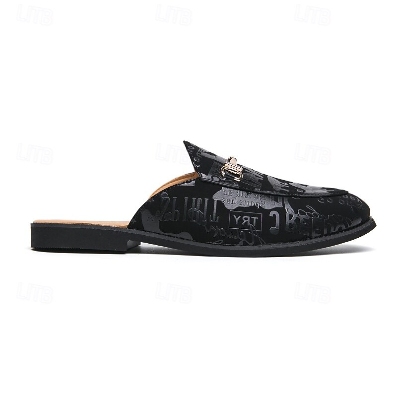 Mules de moda para hombre sin cordones con diseño gráfico, correa ajustable y plantilla cómoda para uso casual y diario. 2025 - $42.99 –P4
