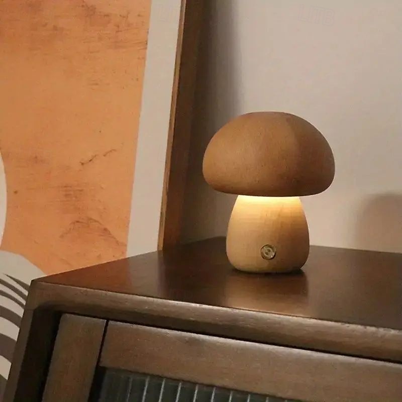 lampada da tavolo a fungo a led dimmerabile touch lampada da ufficio in legno ricaricabile tramite usb luce notturna camera da letto casa bar ufficio decorazione regalo di compleanno del 2025 a $30.99 –P9