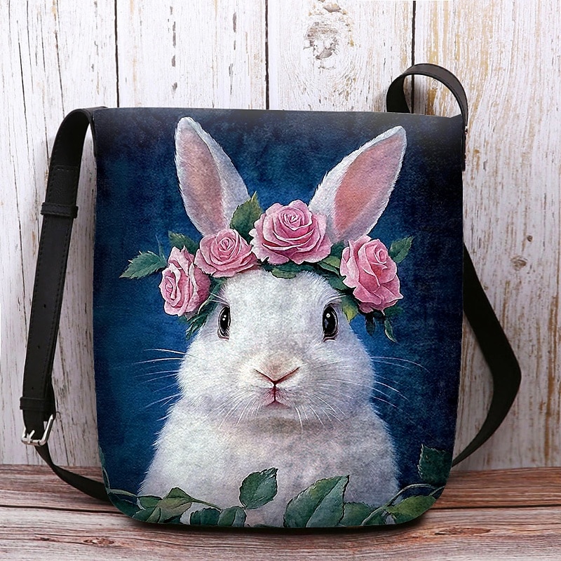 Women's Easter Bunny Shoulder Bag Crossbody Bag - Vintage Peter Rabbit design, hand-painted watercolor style, adjustable shoulder strap, perfect for Easter celebrations, spring outings and casual wear 2025 - $24.99 –P10