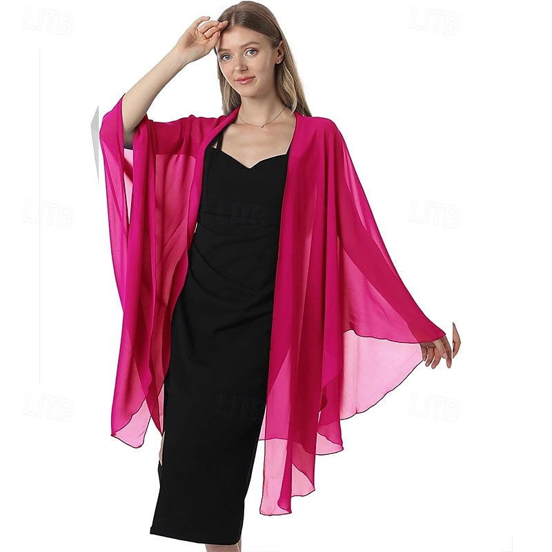 scialli e mantelle in chiffon, scialle per feste di nozze, sciarpa per donna, abito da sera da sposa, abiti per occasioni speciali del 2025 a $29.99 –P14