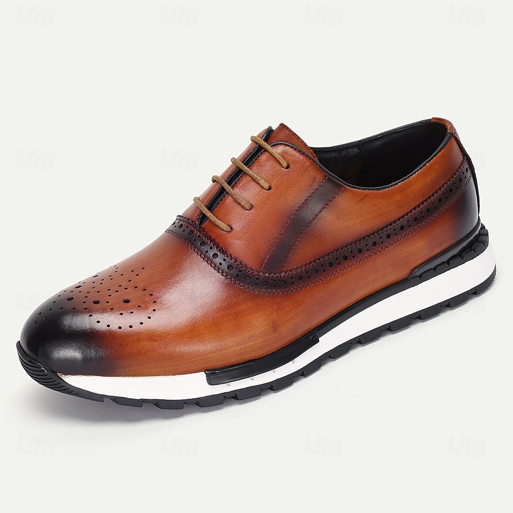 sneakers brogue in vera pelle da uomo – scarpe oxford vintage con punta a coda di rondine fatte a mano con dettagli classici traforati per abbigliamento business e casual del 2026 a $99.99 –P2