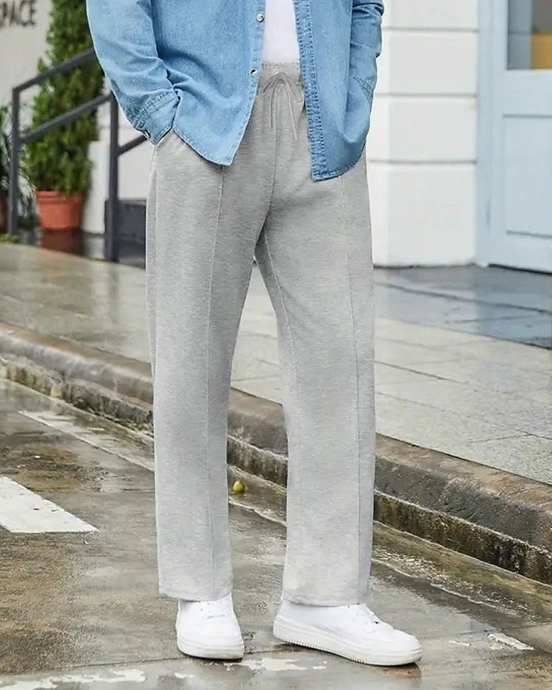 Men's Athletic Pants Wide Leg Sweatpants Trousers Pocket Drawstring Elastic Waist Plain Comfort Sports Outdoor Daily Fashion Casual Light Grey Dark Gray Micro-elastic 2026 - $20.99 –P3
