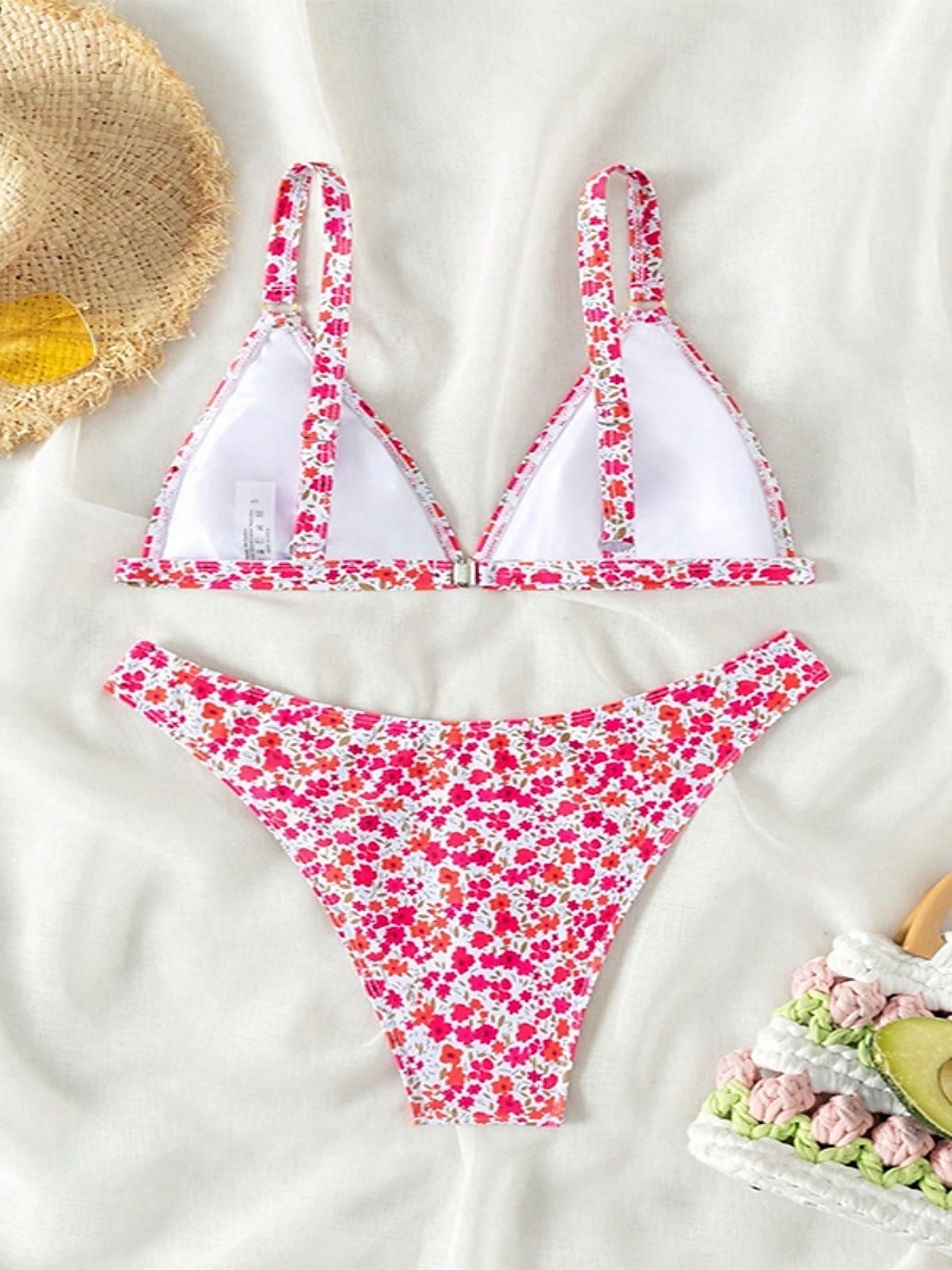 Női Fürdőruha Bikini 2 darab Merész Fürdőruha Nyitott hátú Vékony Szabadság Strandruházat Virágos V-alakú Ujjatlan Fürdőruhák 2025 - $16.49 –P5
