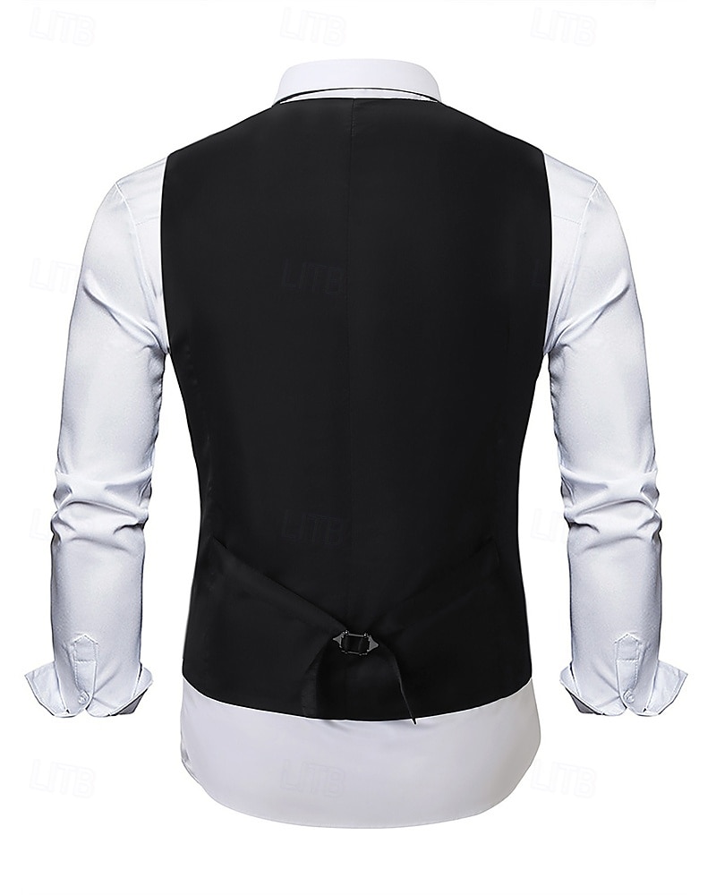 Men's Vest Waistcoat Gilet Performance Vacation Stage Fashion Casual Summer Spring Sequins Buttons Pocket Polyester Comfortable Plain Single Breasted One-button Lapel Regular Fit Silver Black Vest 2025 - $33.99 –P10