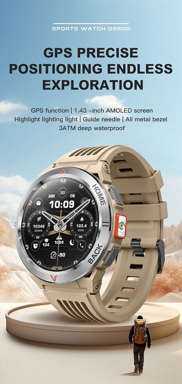 696 GS500 Εξυπνο ρολόι 1.43 inch Έξυπνο ρολόι Bluetooth Βηματόμετρο Υπενθύμιση Κλήσης Παρακολούθηση Ύπνου Συμβατό με Android iOS Γυναικεία Άντρες Κλήσεις Hands-Free Υπενθύμιση Μηνύματος IP 67 2025 - $79.99 –P1