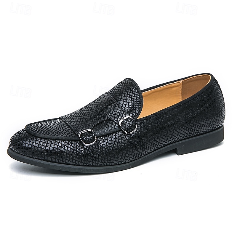 mocassini da uomo firmati con doppia fibbia, tomaia in mesh testurizzato, scarpe casual eleganti per il lavoro e le occasioni speciali del 2025 a $42.99 –P2