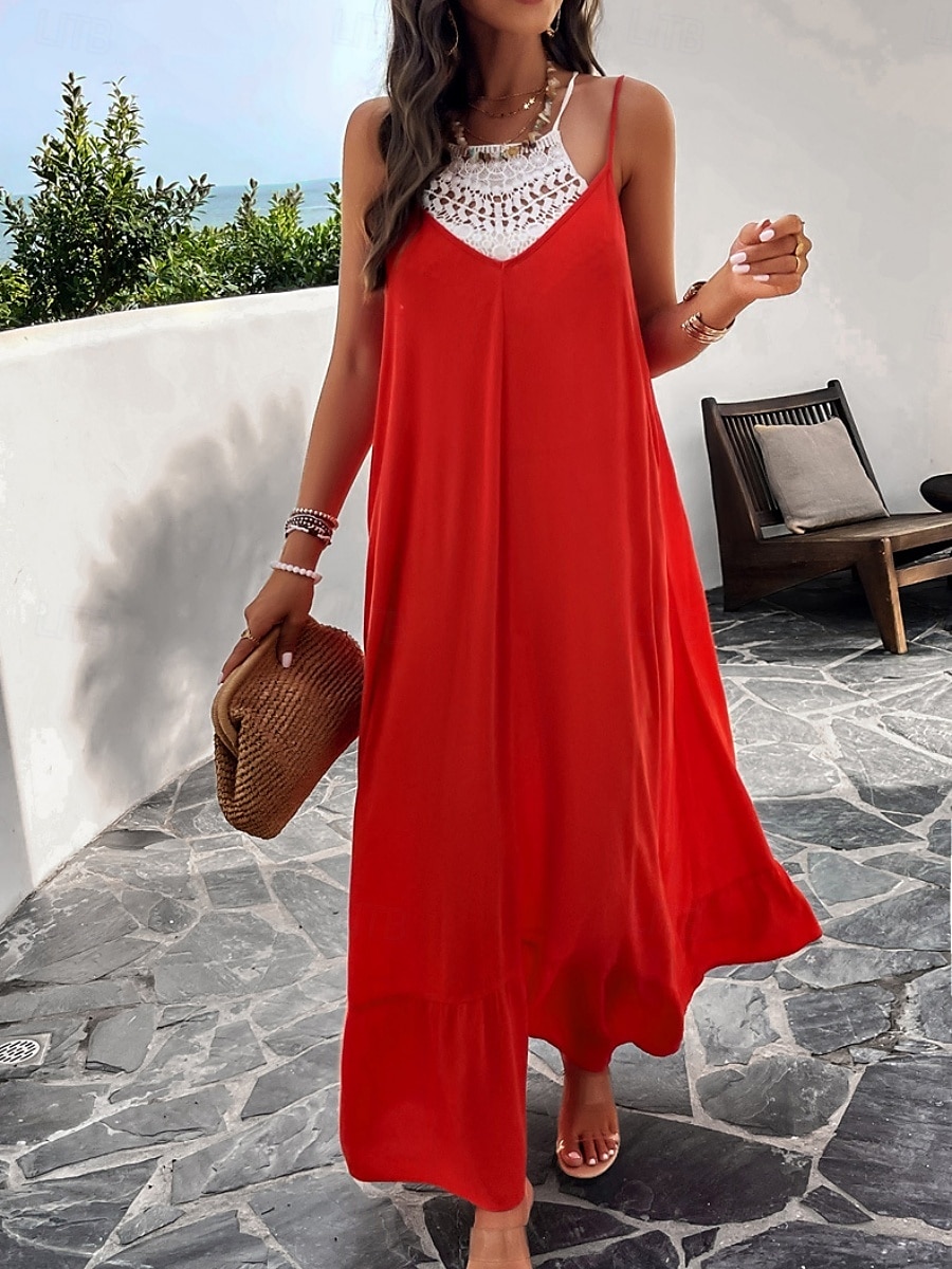 Damen Minikleid Casual kleid skims dress Basic Brautkleider schlicht Urlaub Täglich Regular Fit Glatt Ärmellos Gurt Schwarz Rote Blau Grün Sommer 2025 - $41.99 –P17