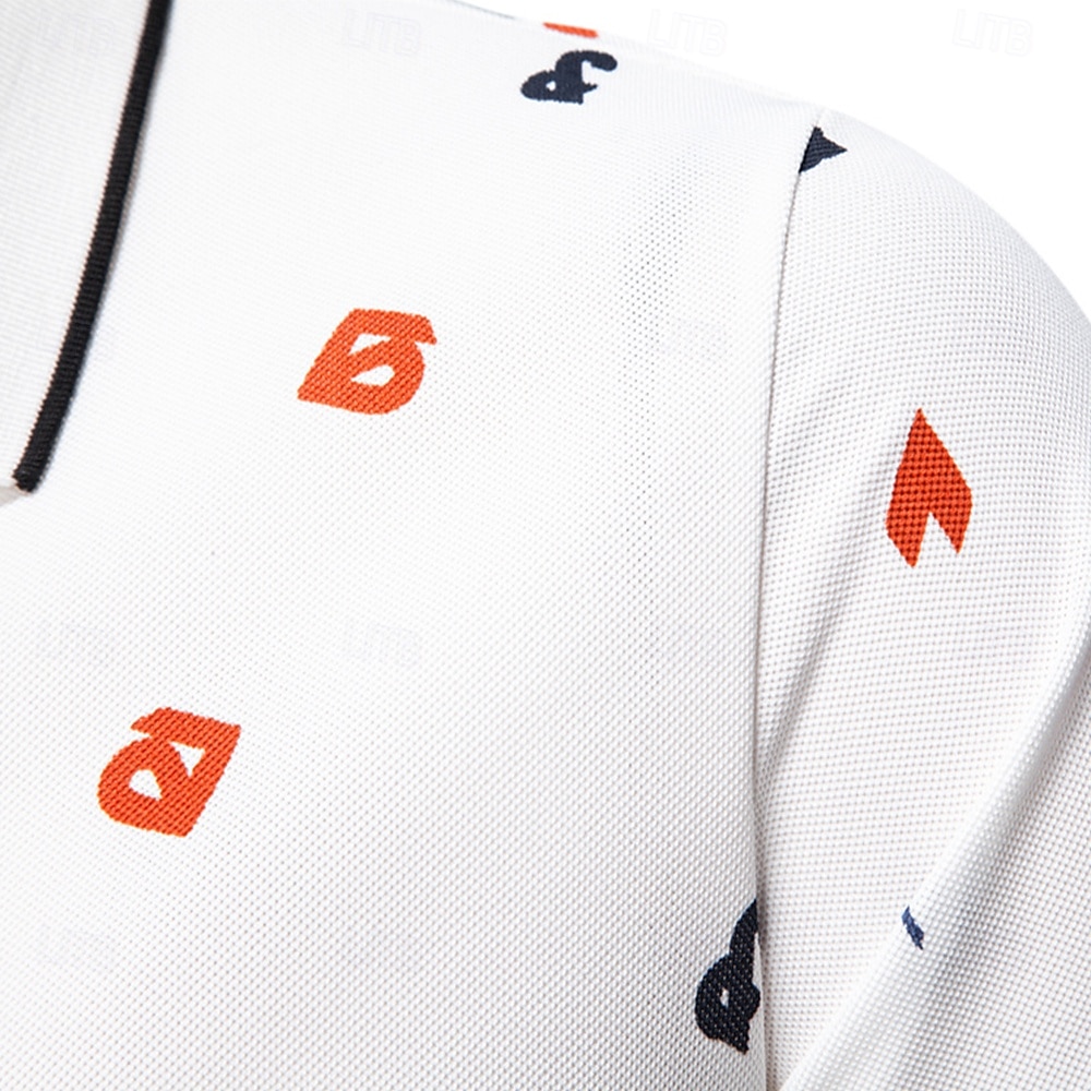 Men's Polo Knit Polo Sweater Formal Work Turndown Short Sleeve Letter & Number Buttons Summer White Green Beige Polo 2026 - $24.99 –P3