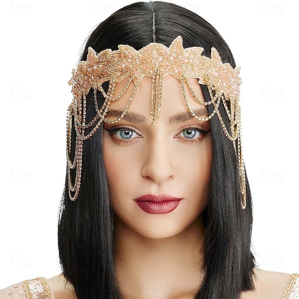 Glada 20-talet 1920-talet Flapperpannband i tjugotalsstil Den store Gatsby charleston Tofs Maskeradkläder Dam Jul Nyår alla hjärtans dag Fest Bal Möhippa Vuxna Huvudbonad 2026 - $15.99 –P1
