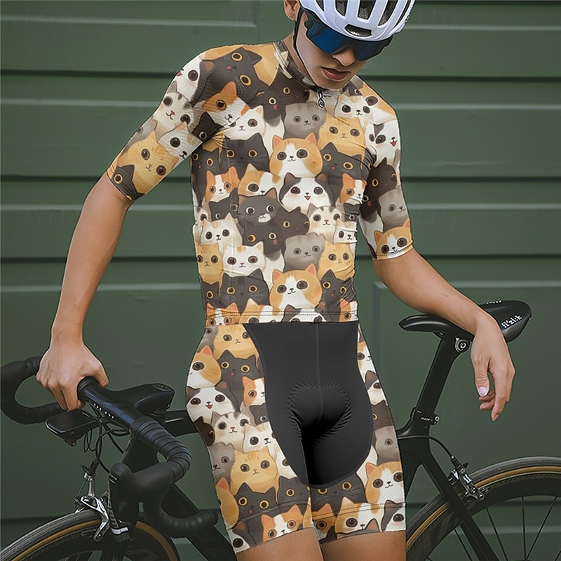 Ανδρικά Φανέλα και σορτς ποδηλασίας Γάτα Κοντομάνικο Ποδήλατο Ρούχα σύνολα με 3 πίσω τσέπες Ποδηλασία Βουνού Ποδηλασία Δρόμου Μποστινό Φερμουάρ Σκούπισμα ιδρώτα Άνετο Αναπνέει Αθλητισμός 2025 - AU $77.55 –P19