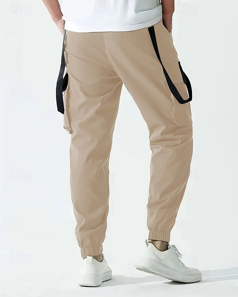 Homens Calças Cargo Corredor Calças Com Cordão Bolso multi Cintura elástica com cordão Tecido Vestível Ao ar livre Diário Acampar e Caminhar Moda Clássico Preto Vinho de 2025 por $27.99 –P6