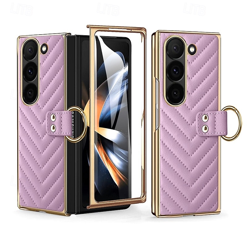 Phone Case For Samsung Galaxy Z Fold 6 Z Fold 5 Z Fold 4 Z Fold 3 Back Cover Magnetic Support Wireless Charging Ring Buckle Retro PU Leather 2025 - $27.99 –P15