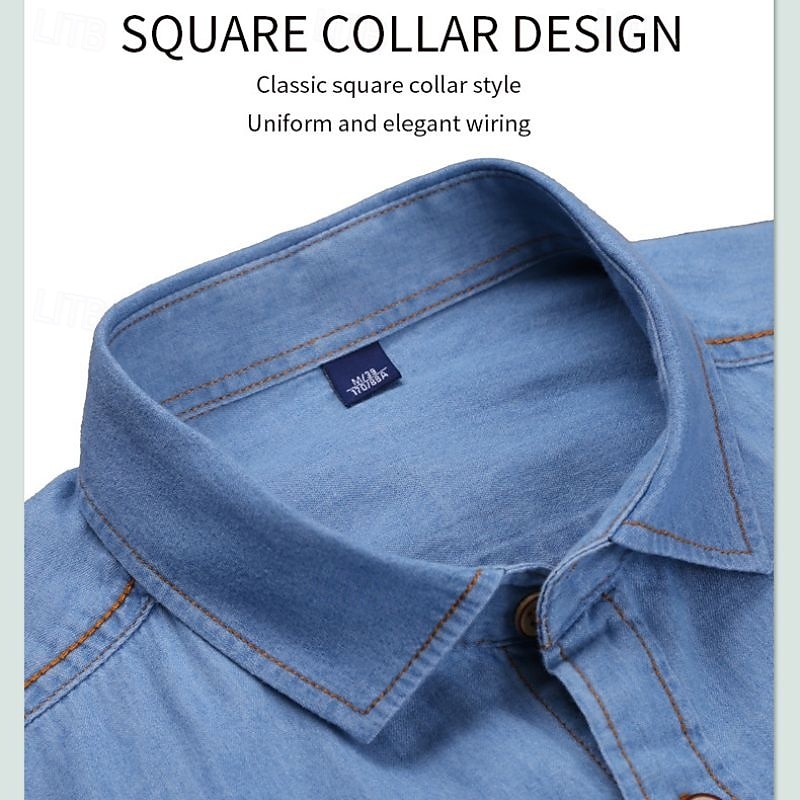 Herren Sommerhemd Freizeithemd Knopfhemd Grau Blau Schwarz Dunkelblau Leicht Blau Langarm Einfach Revers Urlaub Ferien Button-Down Bekleidung 100% Baumwolle Mode Lässig Bequem 2025 - $35.99 –P2