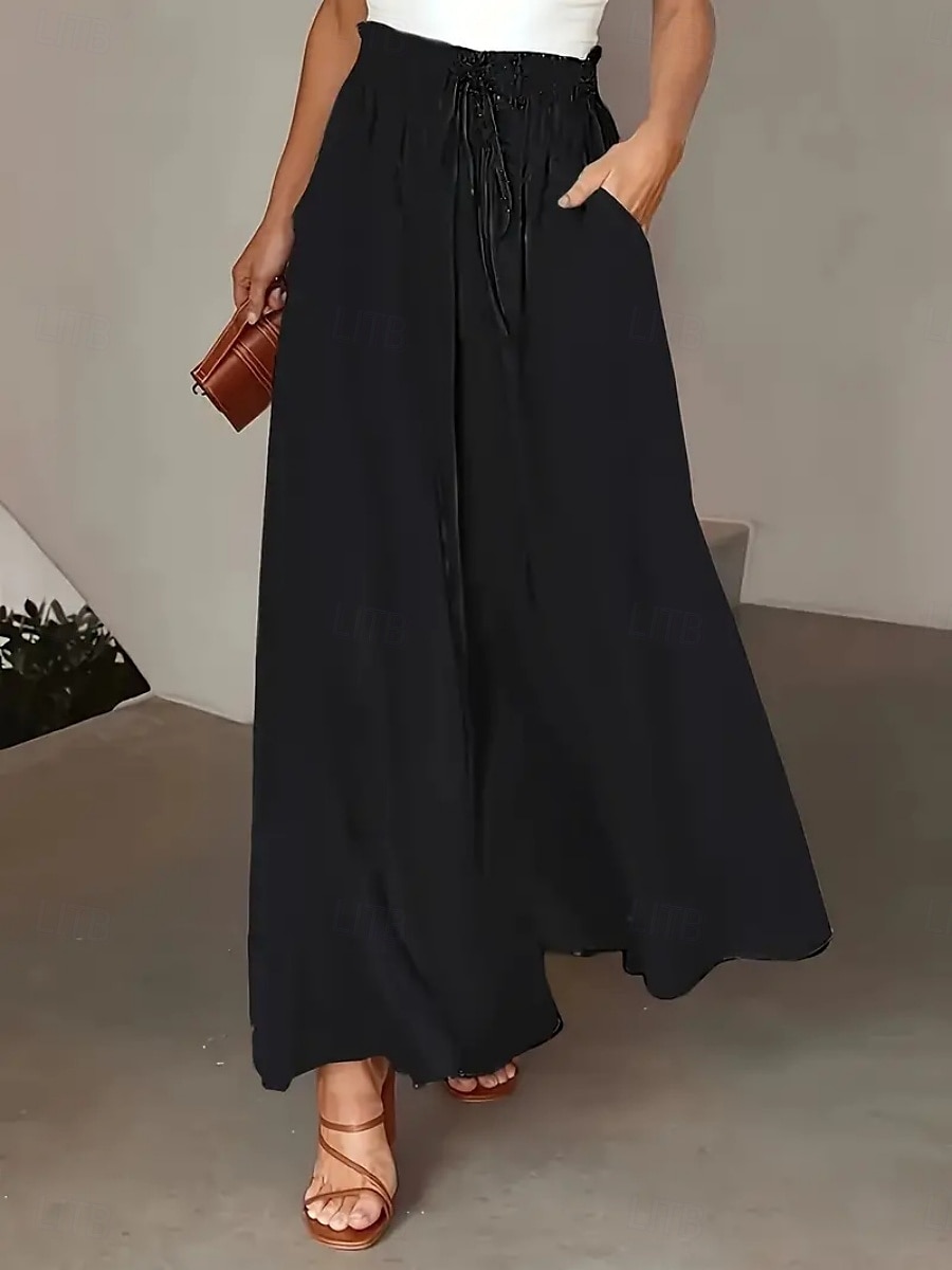 Damskie Spódnica Moda Codzienny Maxi Wysoka talia Spódnice Groszki Kieszeń Nadruk Średnio elastyczny Ulica Codzienny Czarny Żółty Czerwony Lato Poliester 2025 - $26.99 -P8