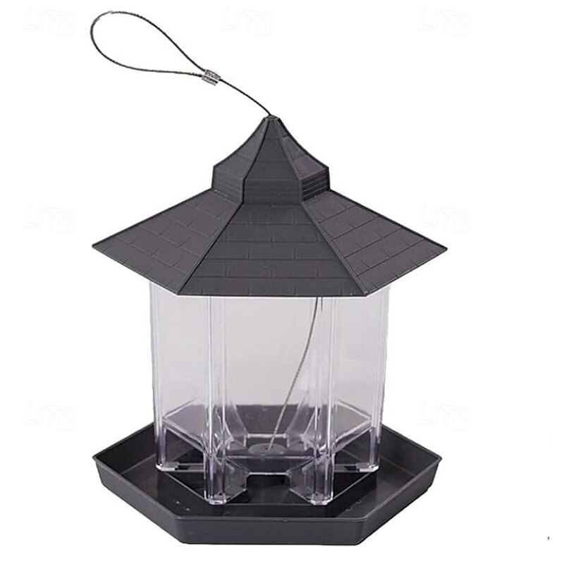 voederbak voor wilde vogels, hangend, waterdicht prieel, voederbak voor vogels met dak, grijs 2025 - $12.49 –P6
