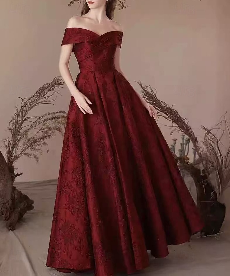 Robes de bal en A robe vintage bal gala cravate noire longueur complète manches courtes épaules dénudées poches polyester sans dos avec imprimé floral robe invitée de mariage de 2025 ? $191.99 –P3