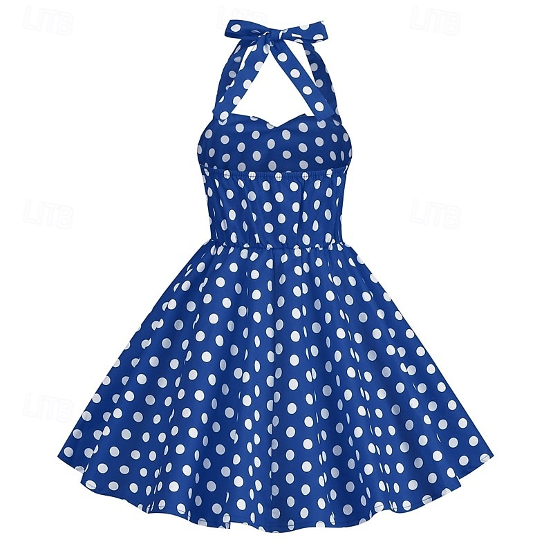 Retro 50. léta Rockabilly Šaty Houpací šaty Puntíky Dívčí Karneval Plesová maškaráda Denní nošení loučení se svobodou nevěsty Dětské Šaty 2025 - $27.99 –P6
