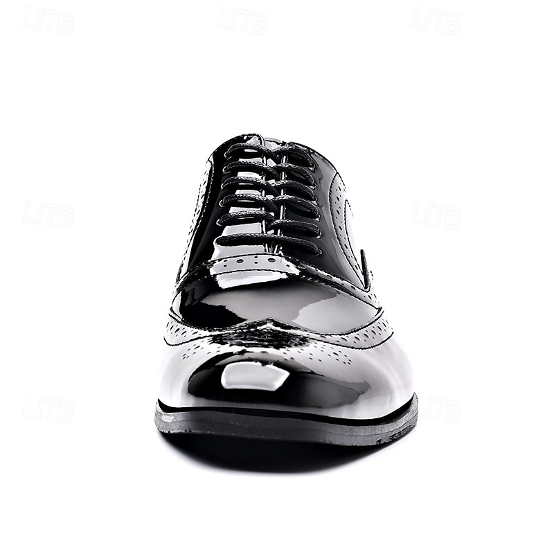 pánské černé lakované boty brogue - klasický formální styl pro podnikání, kancelář a zvláštní příležitosti 2025 - $42.99 –P6