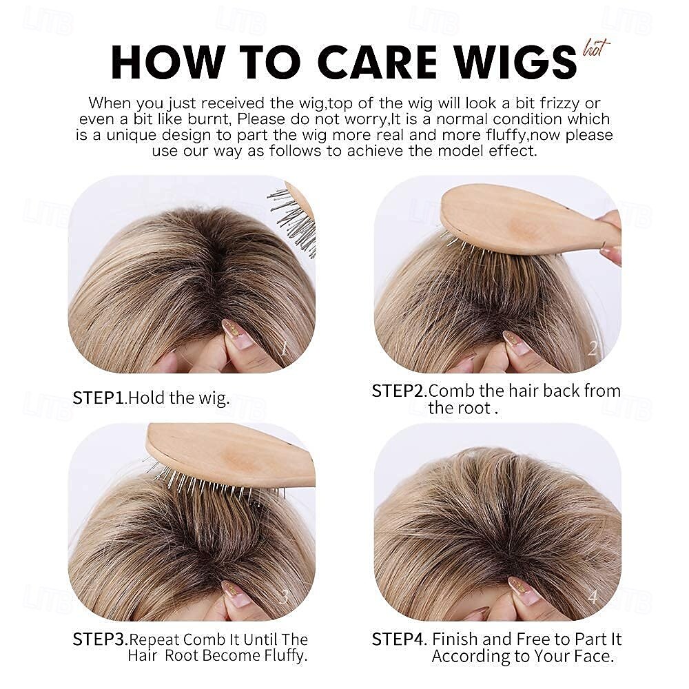 Blonde Wigs for Women Ombre Light Blonde Wig with Bangs Layered Middle Length Synthetic Wig Dark Roots Hair for Daily Party 2026 - $27.99 –P6