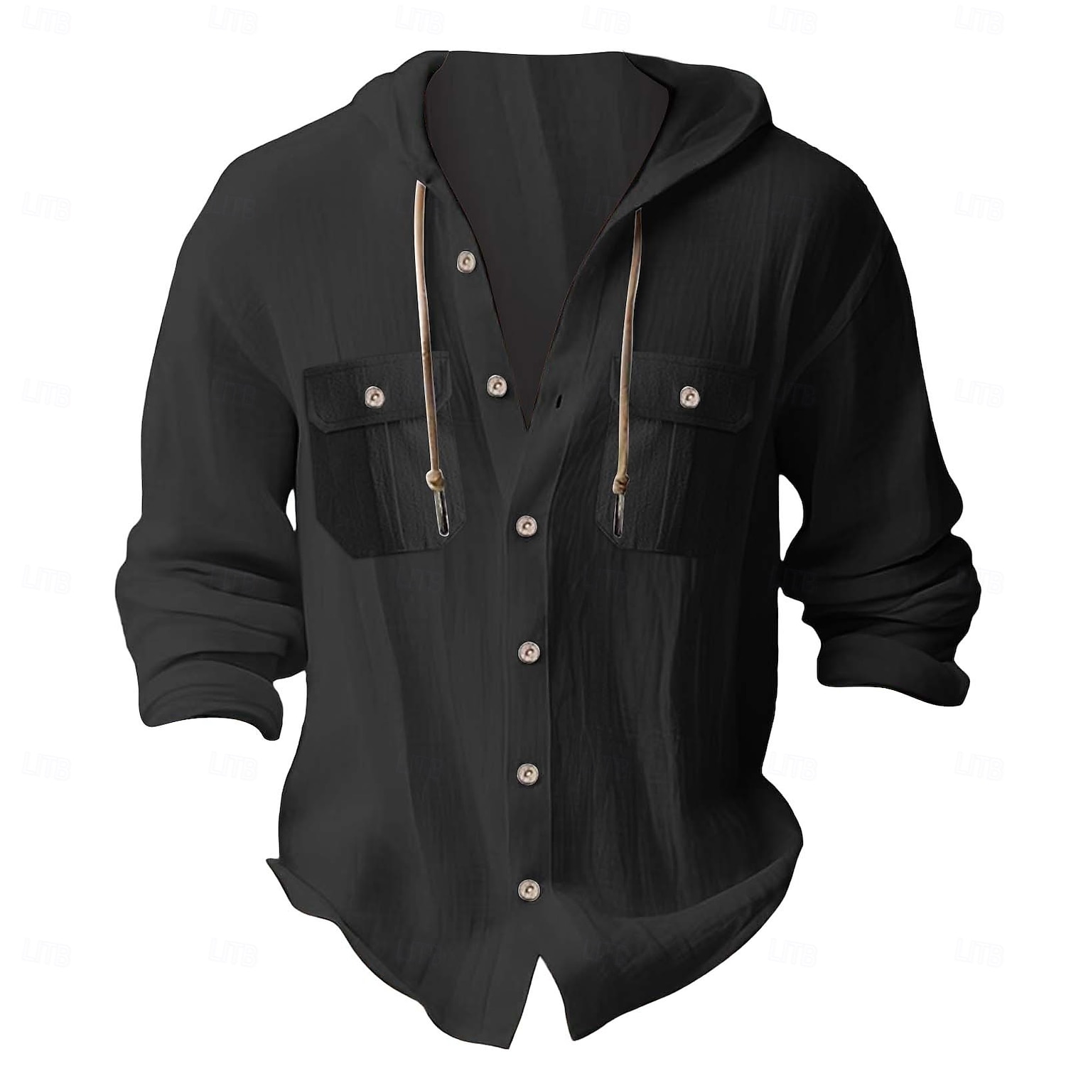 Per uomo Camicia Camicia in cotone bianco Maglietta informale Camicia con bottoni Camicia di cotone Liscio Da mare Strada Nero Bianco Blu marino scuro Blu Manica lunga Con cappuccio Primavera del 2025 a $29.99 –P5