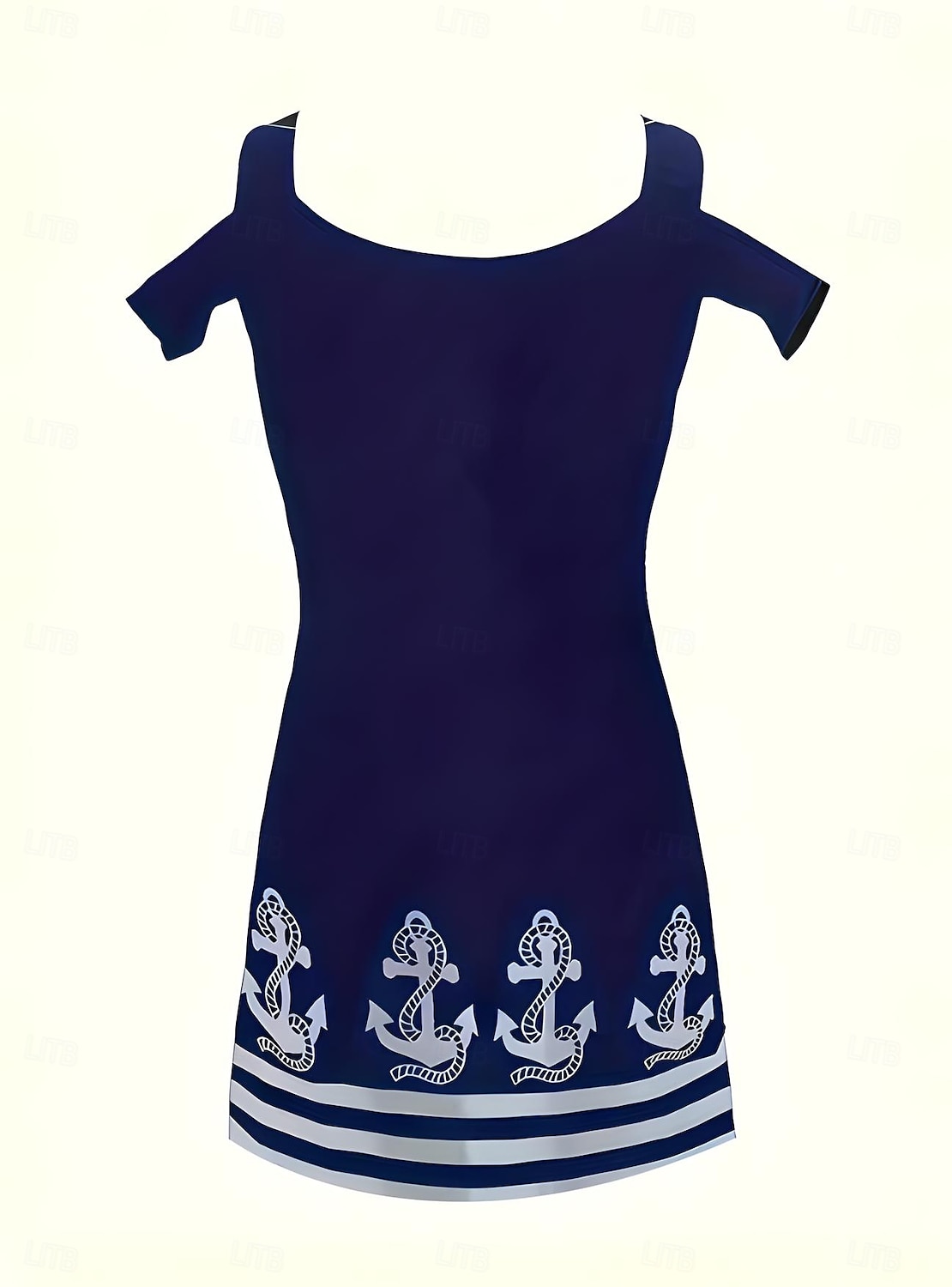 Women's Midi Dress T Shirt Dress Tee Dress Sundress Summer Dress Midi Dress Vacation Vintage Tropical Vacation Party Holiday Regular Fit Stripe Short Sleeve Sweetheart Dark Blue Summer Spring 2025 - $29.99 –P3