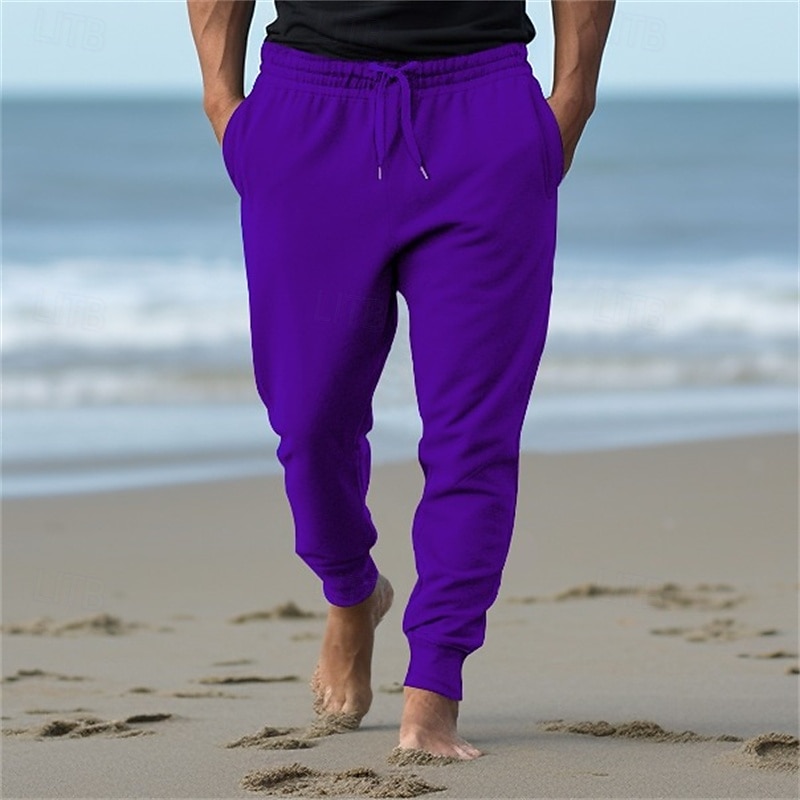 Pánské Atletické kalhoty Tepláky Běžec Kalhoty Kapsy Šňůrky Elastický pas Bez vzoru Pohodlné Outdoorové sporty Denní Módní Na běžné nošení Černá Bílá Lehce elastické 2025 - $13.99 –P10
