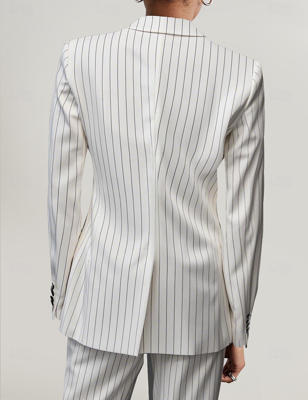 Nadrágöltöny 3 Részes Készlet Anyának a Menyasszonyhoz Tuxedo Esküvői Vendég Elegáns Blézer Klapák Bokahosszig Csíkos Hosszú Ujjú Zsebekkel 2025 - $199.99 –P5