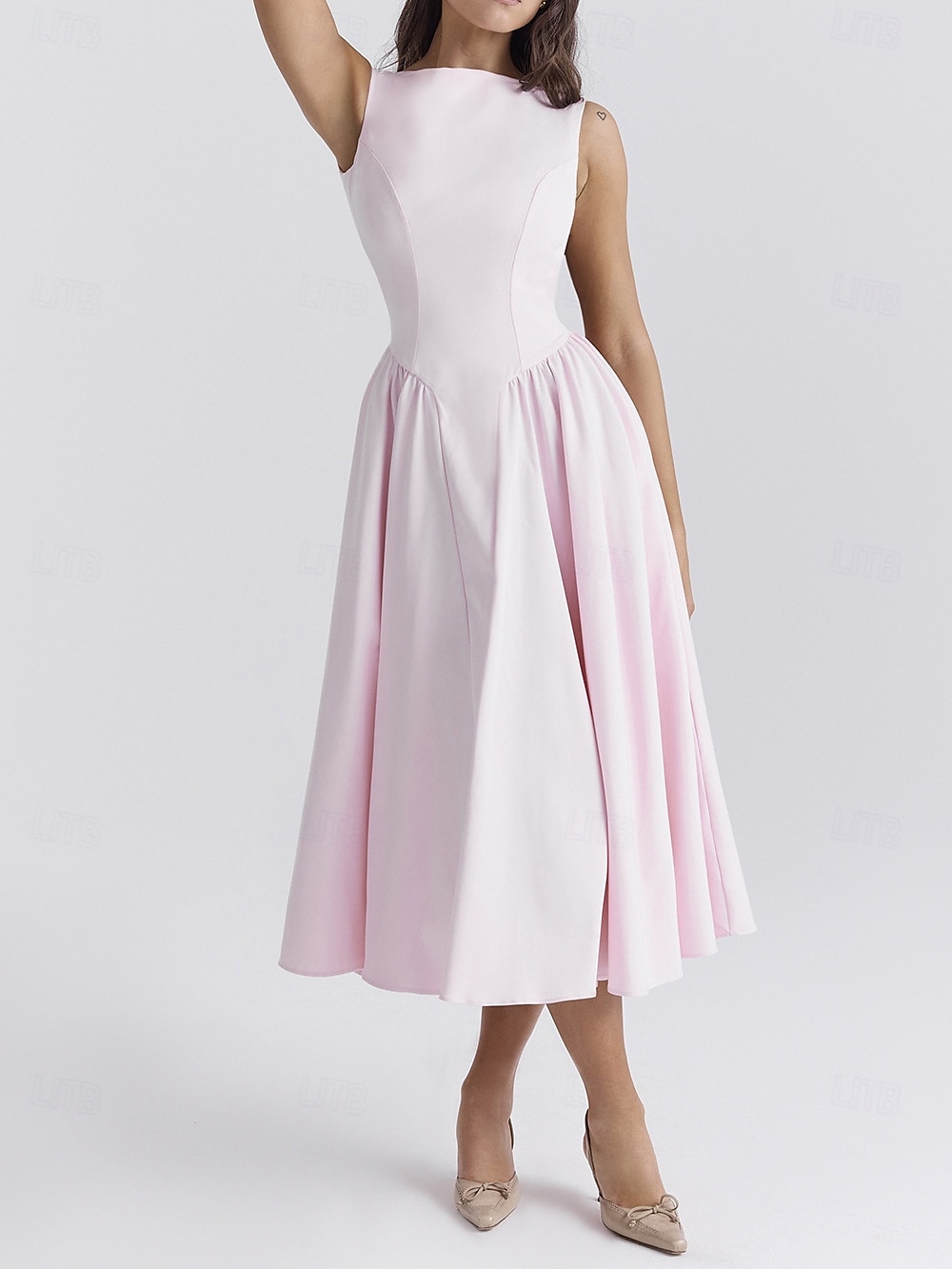 Retro Vintage 1950s Midi Dress Flare Dress Spaghetti Strap Corset Solid Color A-Line Slash Neck Women's Masquerade Wedding Vacation Tea Party Adults' Dress 2025 - $26.99 –P3